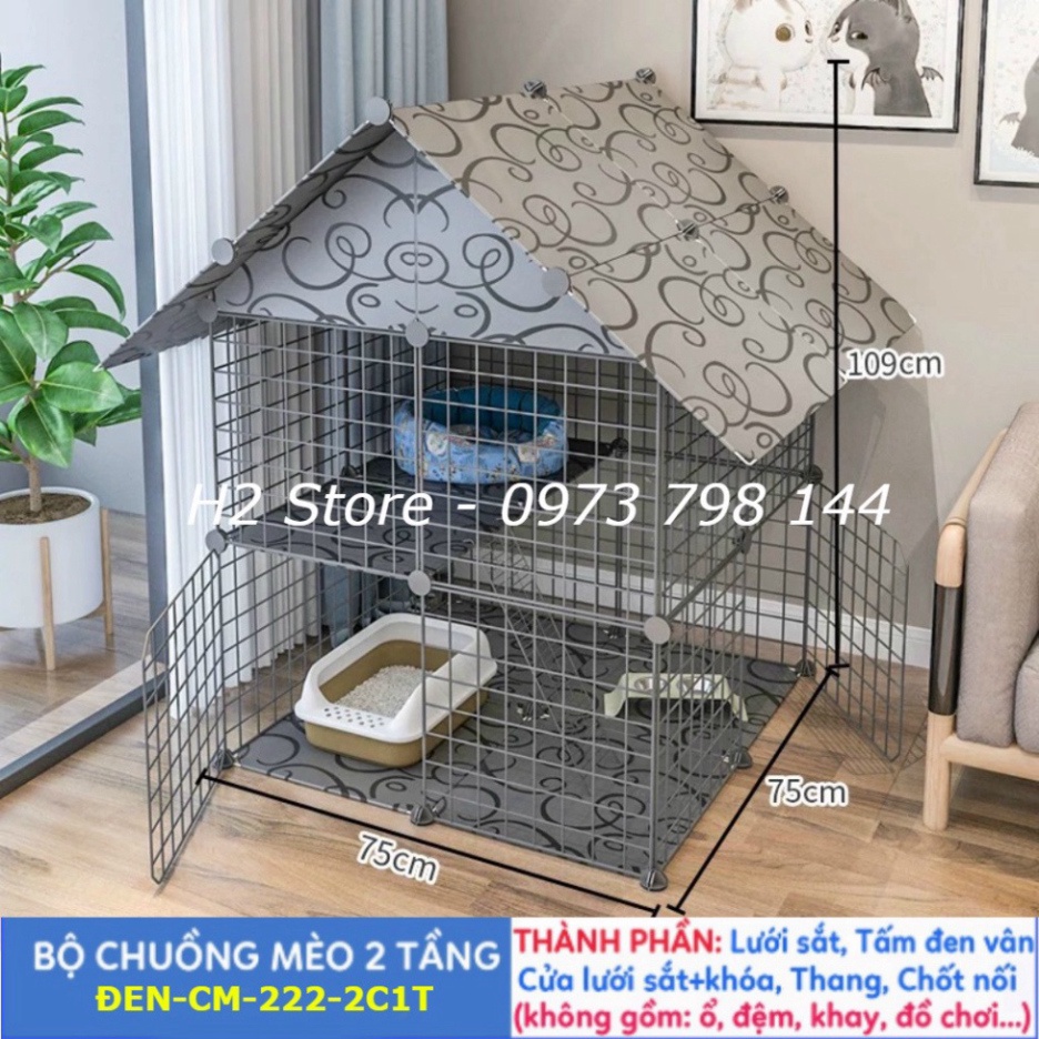 Chuồng mèo 2 tầng, 3, 4 tầng giá rẻ đẹp lắp ghép đa năng đơn giản với lưới sắt sơn tĩnh điện nuôi thú cưng, thỏ, bọ