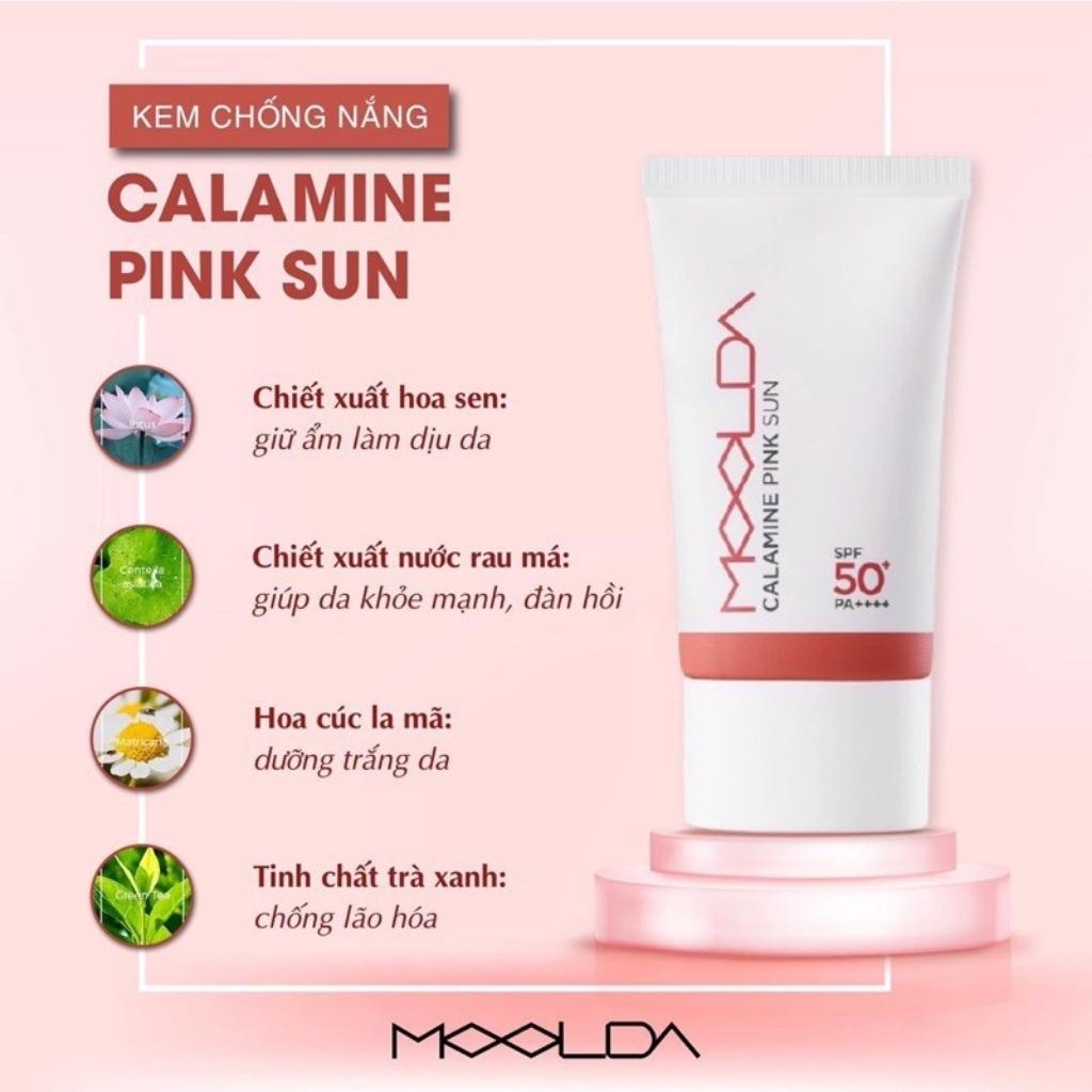 Kem chống nắng nâng tông Moolda Clamine Pink Sun PA++++ SPF50+ 50ml kiểm soát bã nhờn, nâng tông hồng nhẹ - Chính hãng