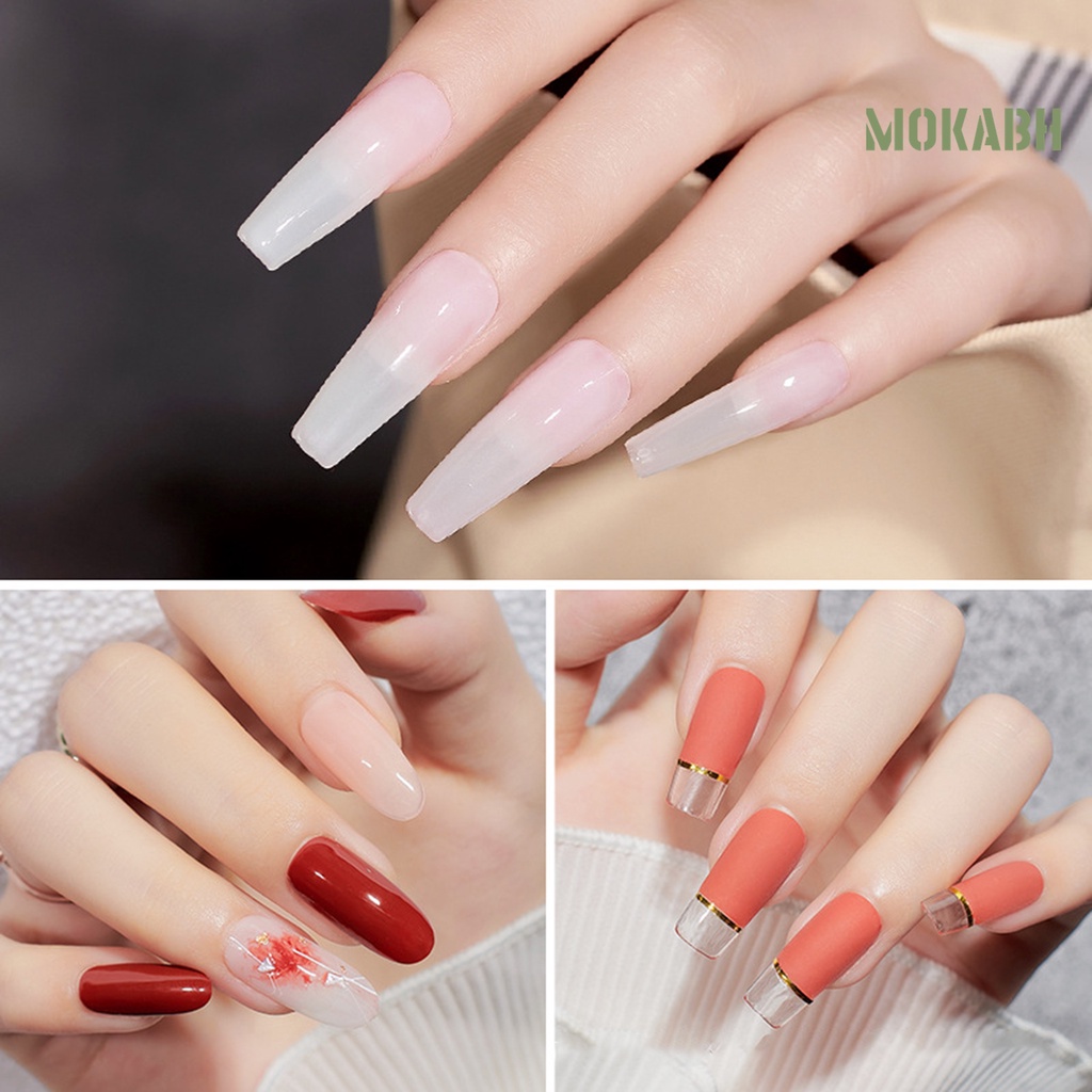 Set 120 Móng Tay Giả Nối Dài Che Nửa Độ Trong Suốt Hình Giọt Nước
