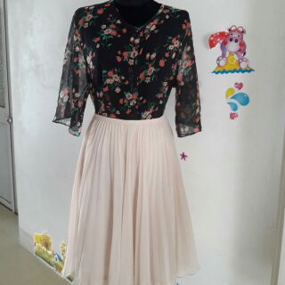 Set áo voan-chân váy xòe dập ly 1.5