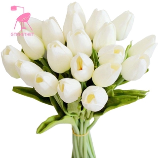 20 Bông Tulip Trắng Giả 13.8inch Trang Trí Tiệc Cưới