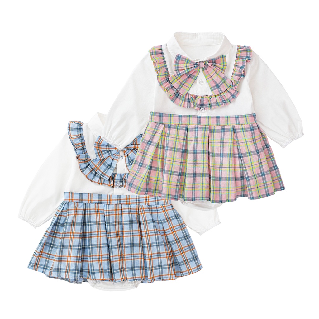 Áo liền quần Sanlutoz cotton tay dài họa tiết kẻ sọc dễ thương thời trang dành cho bé gái