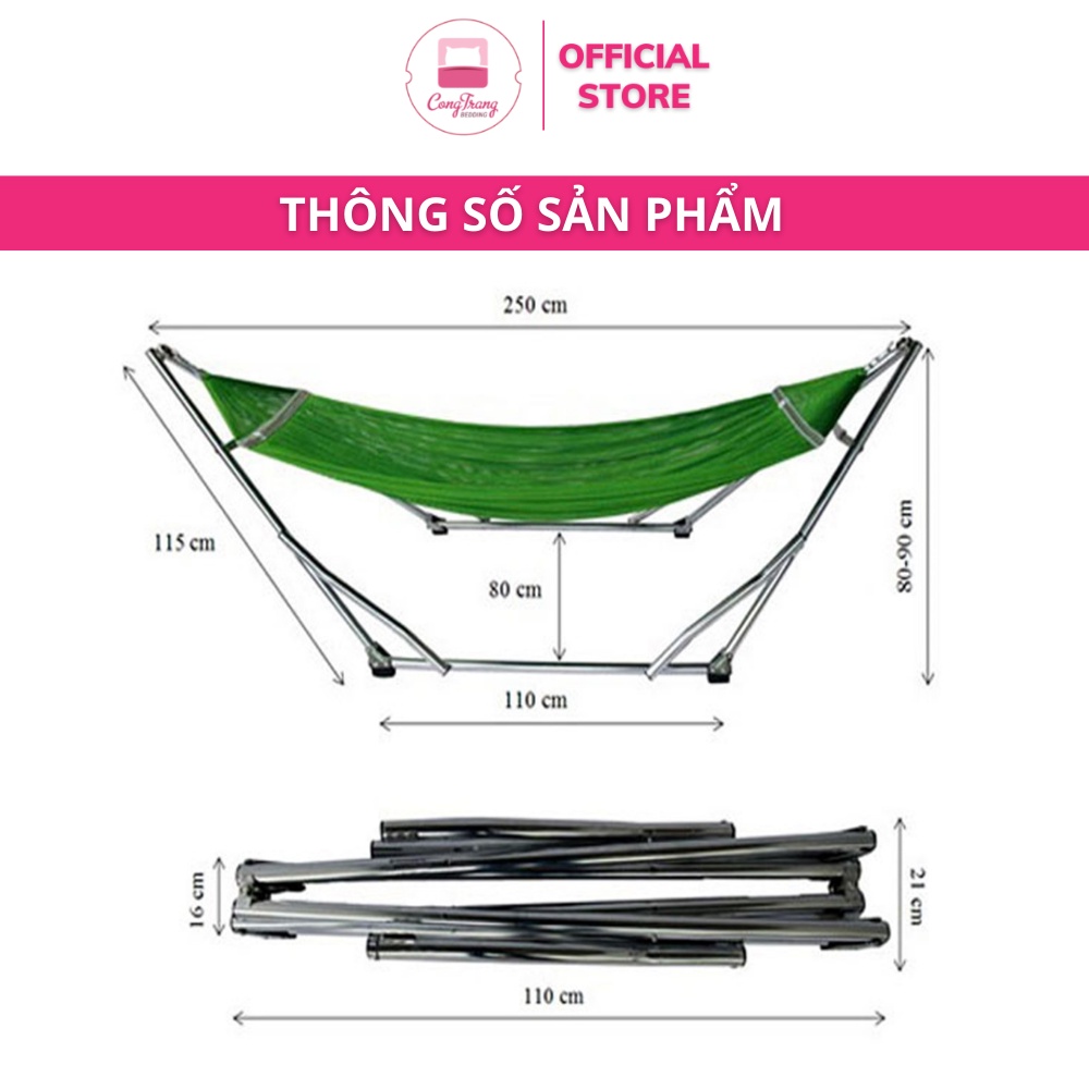 Võng xếp Khung Sơn Tĩnh Điện TRƯỜNG NGA Phi 32 Cao Cấp - Tặng kèm Lưới Võng