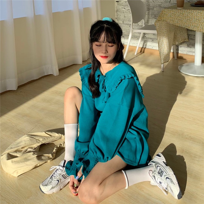 【ZHELIHANGFEI】Áo Thun Dài Tay Cổ Búp Bê Xinh Xắn Dành Cho Nữ