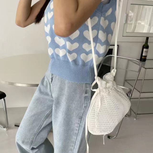 Áo dệt kim sát nách cổ chữ V thiết kế đơn giản phong cách Hàn Quốc