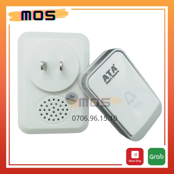 Chuông cửa không dây ⚡⚡ 1 đổi 1⚡⚡  ATA-919m,  32 kiểu chuông dùng pin, màu trắng  Mos Shop