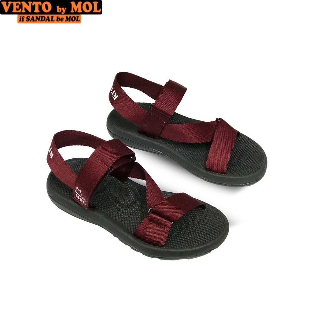 Sandal unisex nam nữ quai chéo vải dù đế mõng Slim có quai hậu cố định hiệu MOL mang đi học du lịch MS1166B