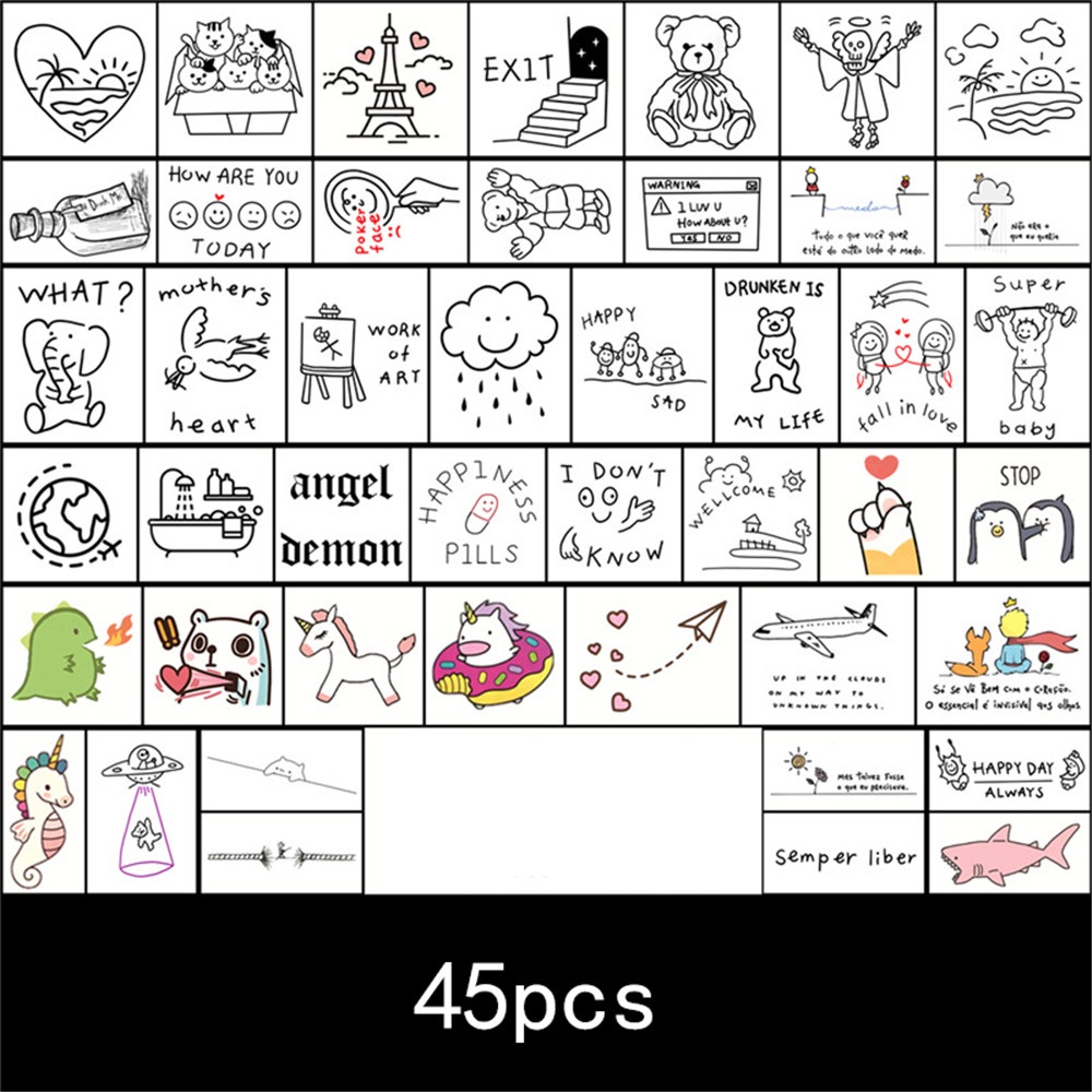 Set 45 hình xăm dán nhiều mẫu đáng yêu chống thấm nước lâu trôi