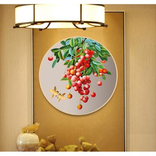 Tranh Thêu Chữ Thập chỉ lụa CHÙM VẢI THƠM NGÁT DX1009 (KHÁCH TỰ THÊU) KT:50X50CM