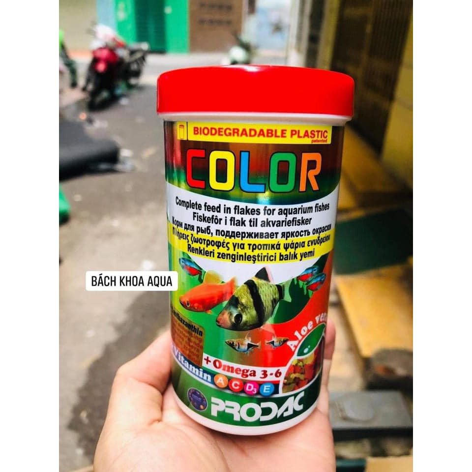 Thức ăn nhập khẩu lên màu cho cá ( dạng lá) Prodac Color 200g