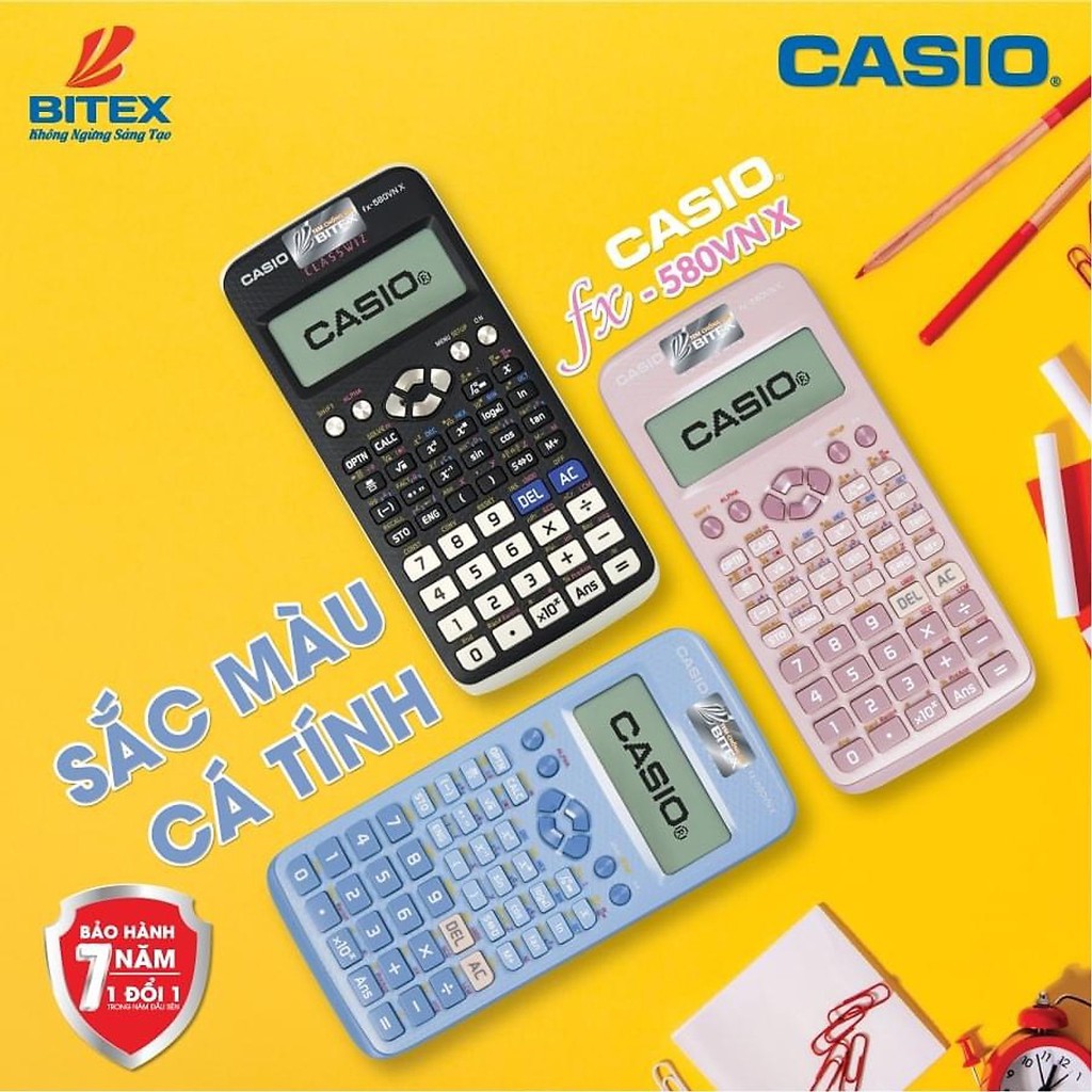 Máy tính CASIO FX-580VNX Sắc Màu Chính Hãng Bảo Hành 7 năm Bitex