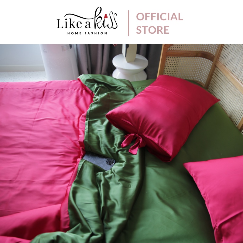 Vỏ gối nằm nơ lụa LIKE A KISS | 40x60cm 50x70cm | 20 Màu, Lụa cao cấp ngừa nếp nhăn và bảo vệ tóc.