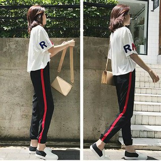 Quần Jogger - Quần Thun Nỉ 1 Sọc Lớn Đỏ WQ 007RS1