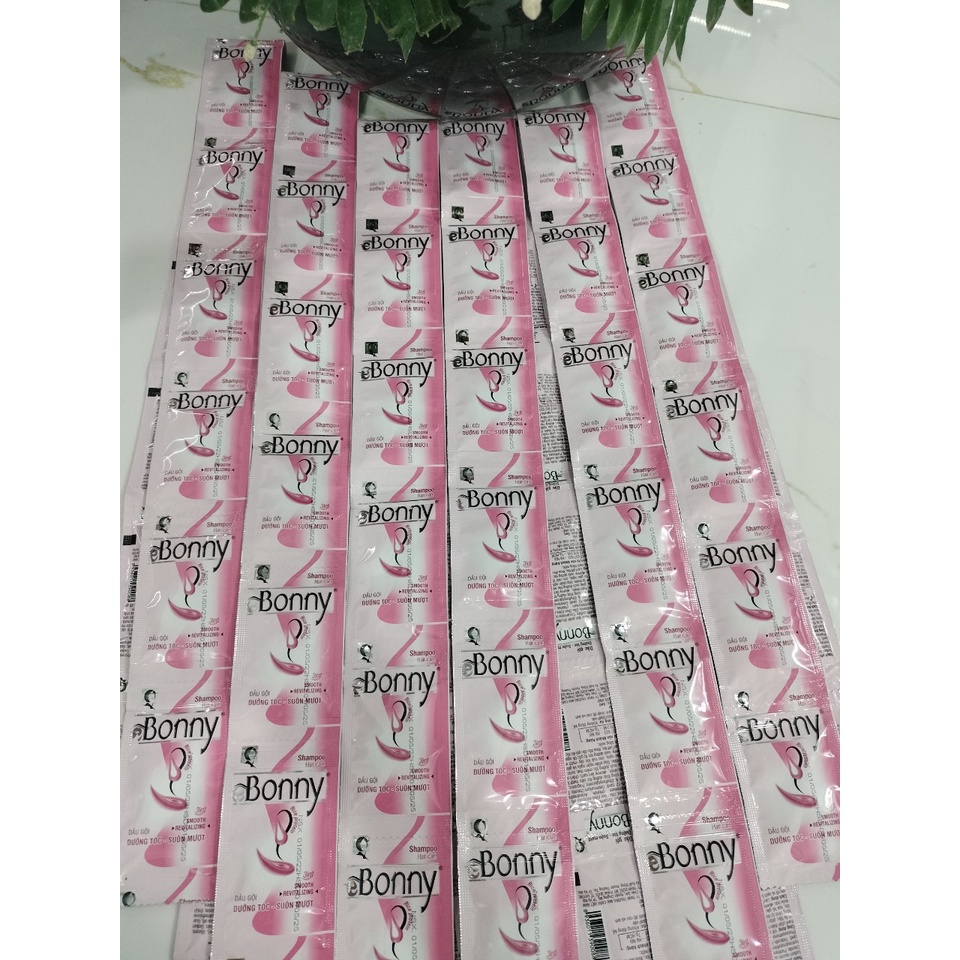 Dầu gội gói hương nước hoa BONNY, dầu gội đầu dây cho nhà nghỉ, khách sạn, giá rẻ, combo 100 gói rời, hàng lỗi nhỏ