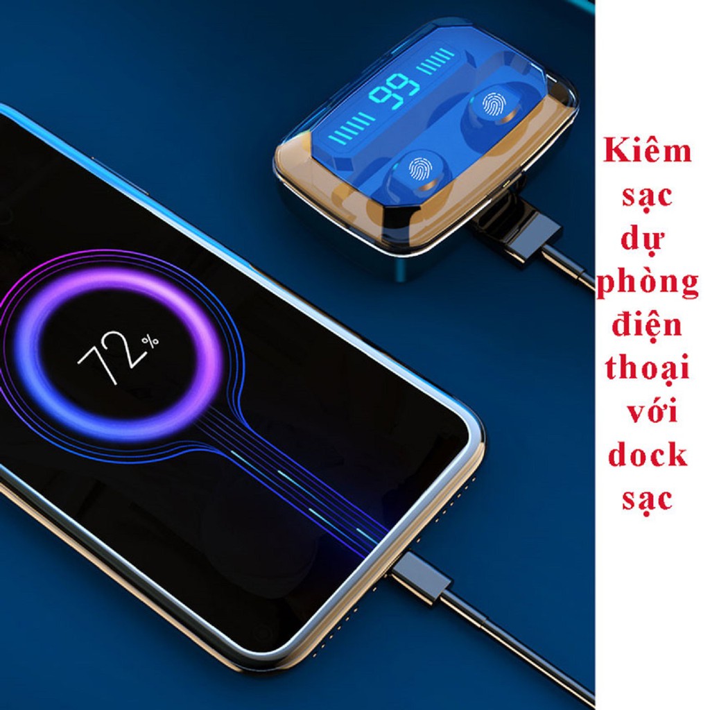 [Mẫu Hot + Free Ship] Tai nghe Bluetooth Mini F9 Stereo 5.0 - Tai nghe không dây có Dock sạc kiêm sạc dự phòng 2000mAh