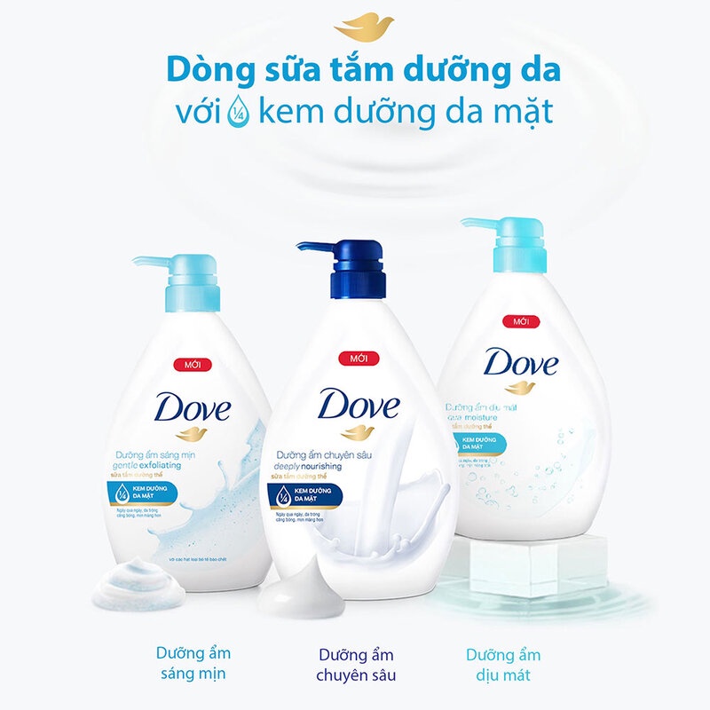 Sữa Tắm Dưỡng Thể Dove Dưỡng Ẩm Sáng Mịn Chai 530g