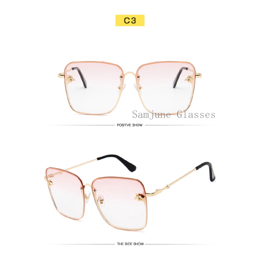 Kính mát cỡ lớn Samjune gọng kim loại màu sắc xinh xắn kiểu dáng cổ điển cho nam và nữ