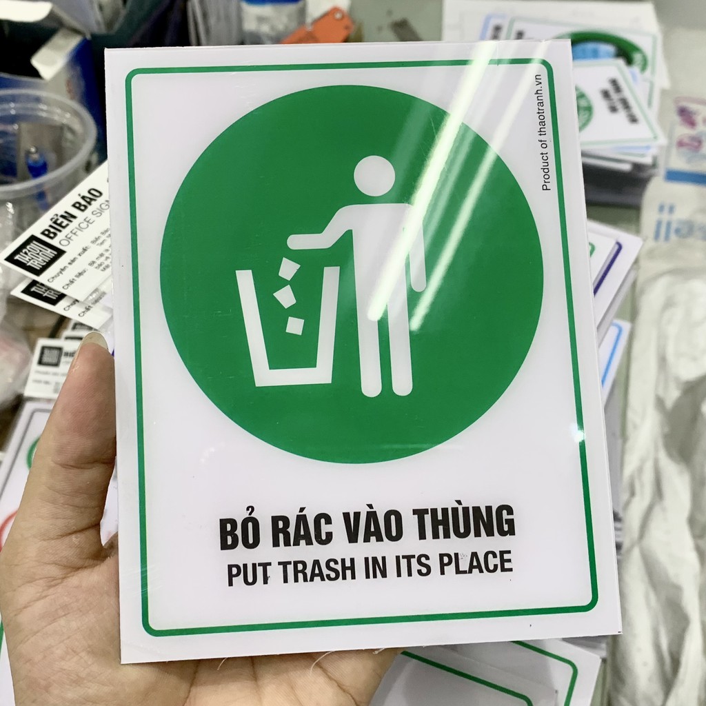 Mua Biển báo Nhắc Nhở Hãy Bỏ Rác Vào Thùng Rác, No trash-Decal dán ...
