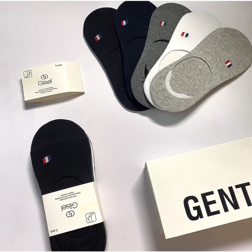 Tất vớ lười mắt cá chân nam nữ COMBO 5 ĐÔI cotton co giãn kháng khuẩn khử mùi thoáng khí
