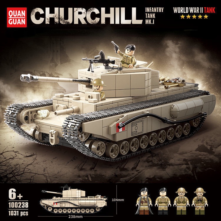 đồ chơi giáo dục Lắp ráp Mô hình xe tăng Quan Guan 100238 Churchill MK.I Infantry Tank