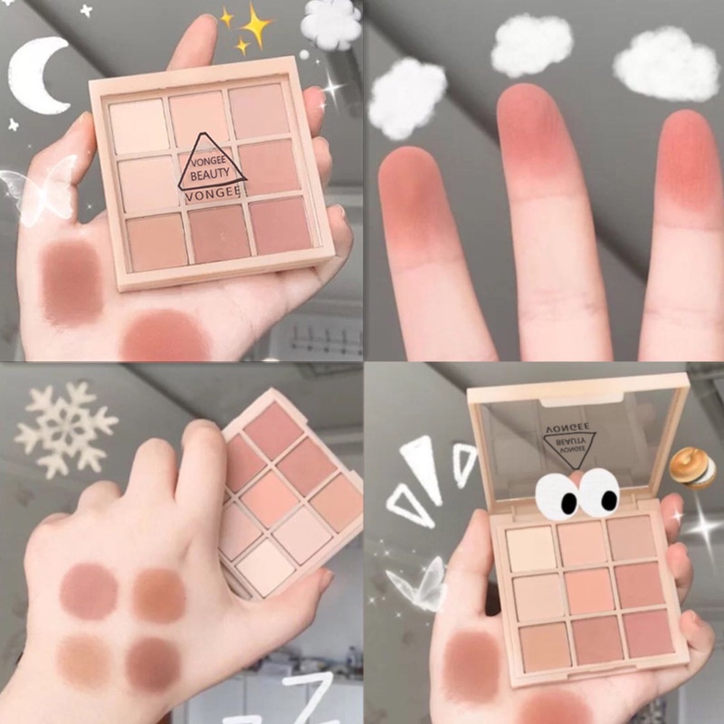9-color eyeshadow palette, waterproof, long-wearing, no smudge, no smudge, natural nude color, earthy eyeshadow