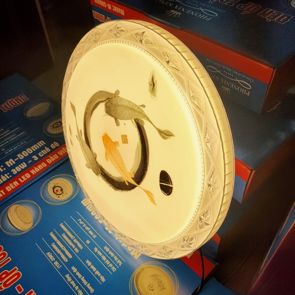 Đèn ốp Trần Led Ánh Sáng 3 màu,Rộng D500 Công Xuất 36w Trang Trí Phòng Khách,Phòng Ngủ_Bảo Hành 2 Năm