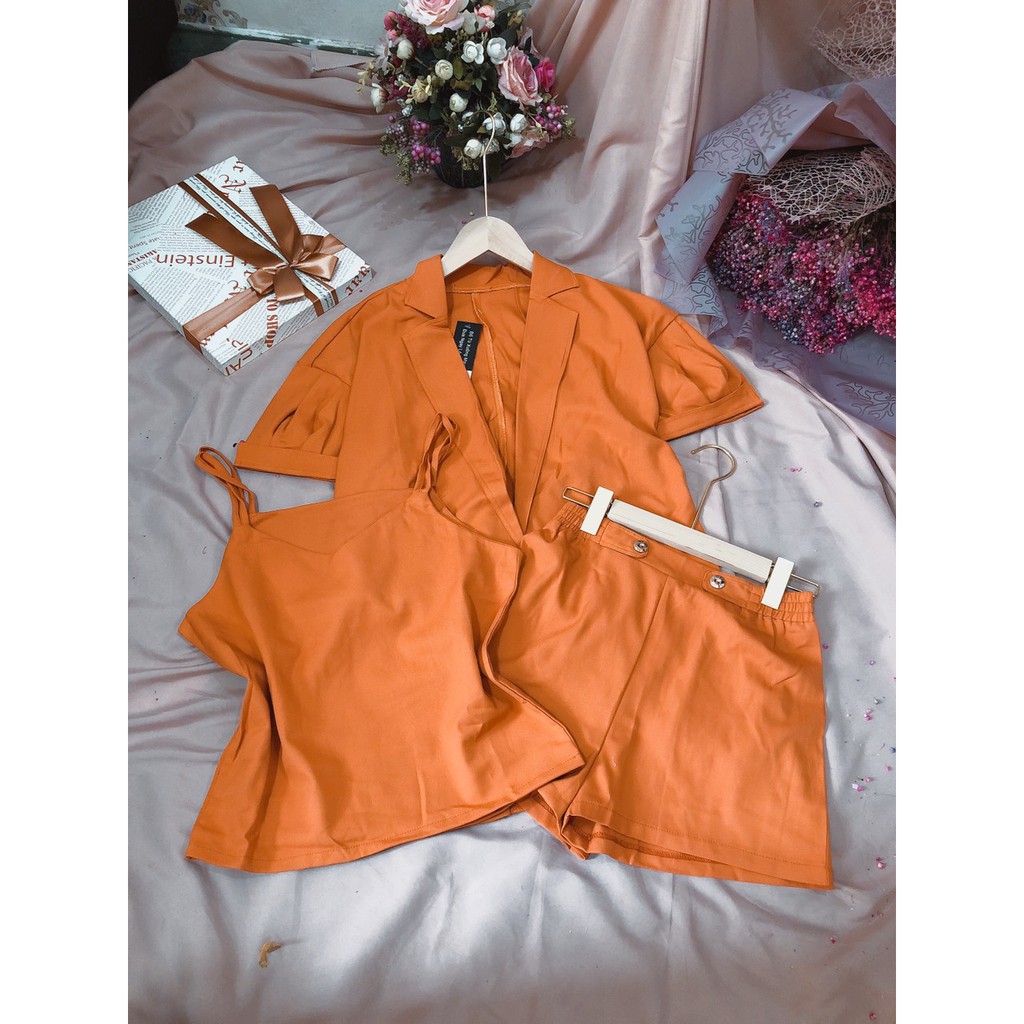 Sét Vest  3 món KÈM HÌNH THẬT  gồm ÁO VEST + ÁO DÂY + QUẦN SORT - Thời Trang VADA - (SET 07)