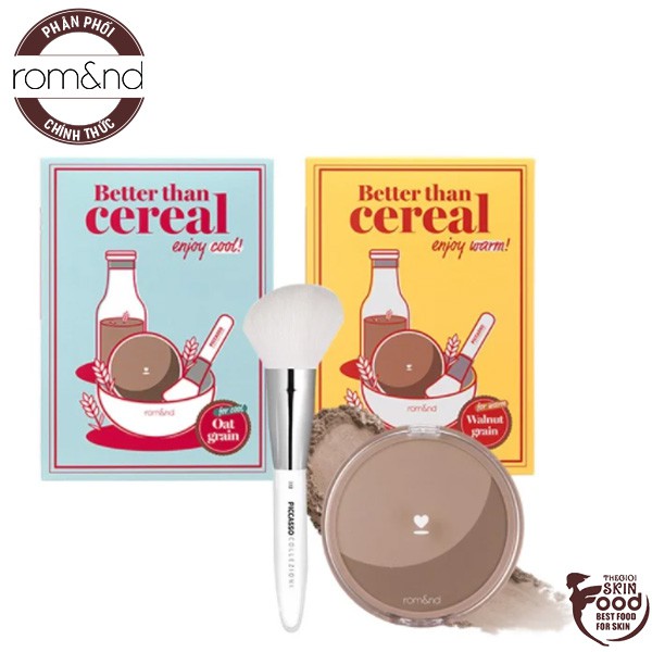 [Romand x PICCASSO COLLEZIONI] Set 3 Sản Phẩm Phấn Tạo Khối Và Cọ Romand Better Than Cereal Edition 9.5g