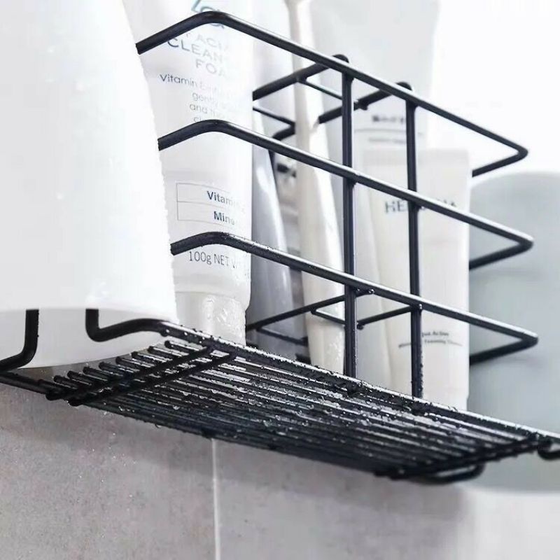 Kệ đựng bàn chải, kem đánh răng nhà tắm dán tường bằng sắt phun sơn tĩnh điện.