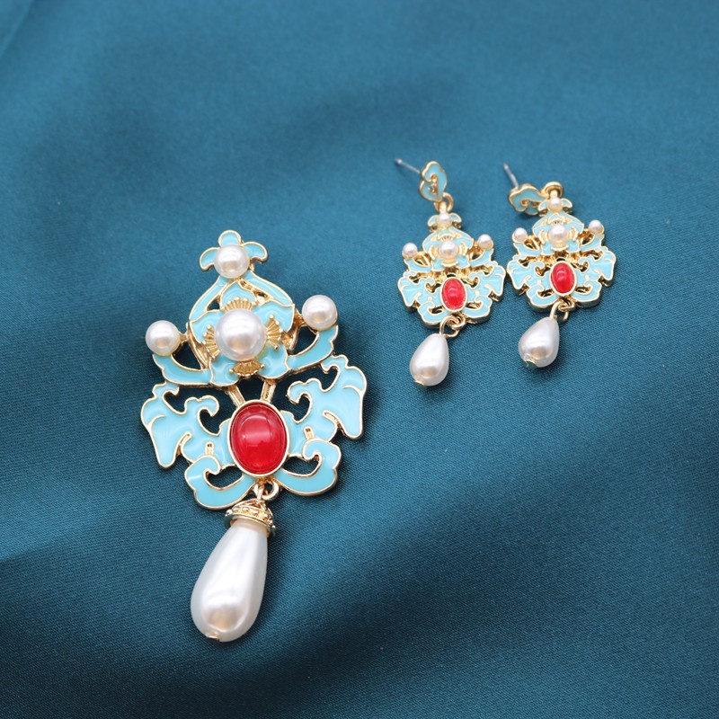 Ghim Cài Áo Kim Loại Tráng Men Họa Tiết Hình Học Vintage Cho Nữ