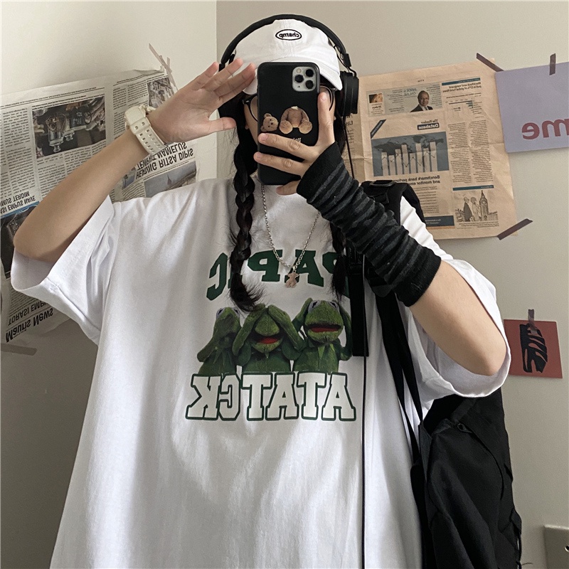 Áo Thun Nữ Ngắn Tay Cổ Tròn Form Rộng Thời Trang Hàn