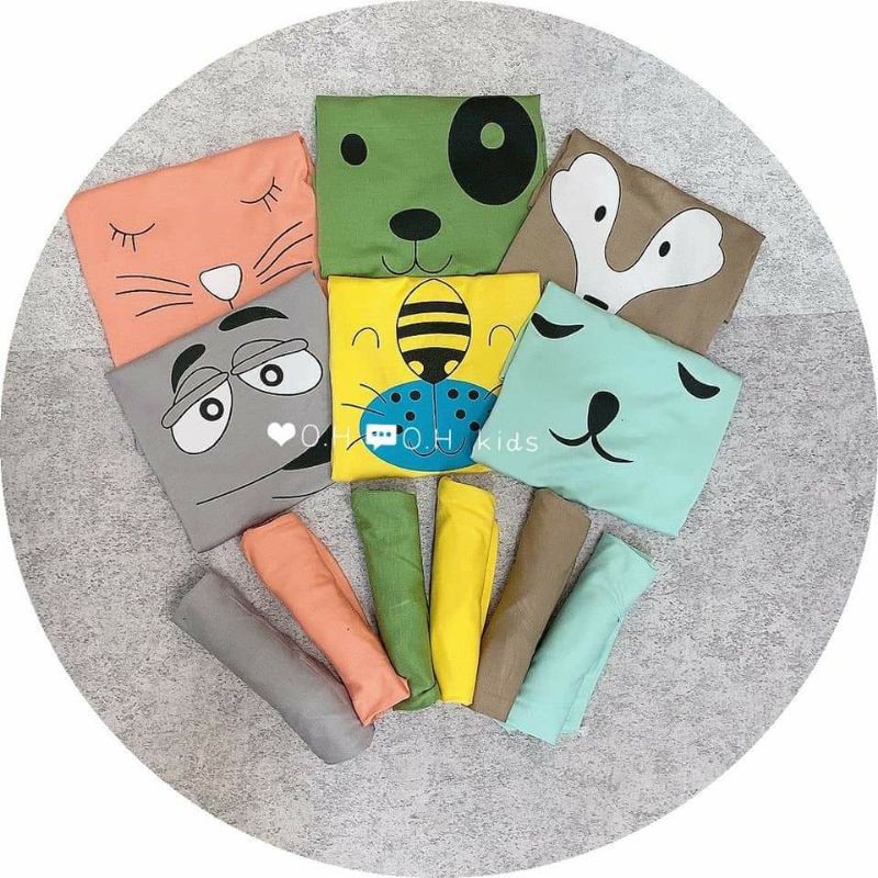 Bộ thun lạnh cộc tay K.WOO cho bé hình thú ngộ nghĩnh