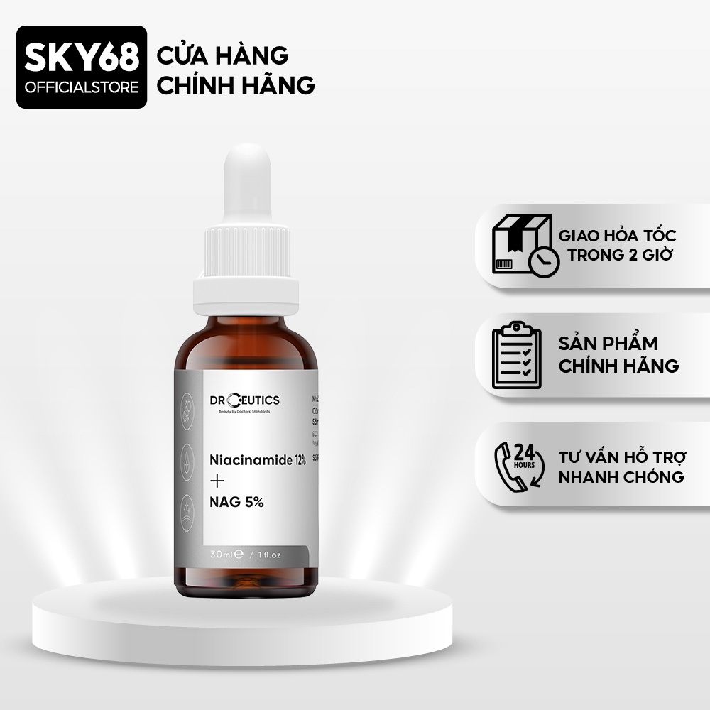 Serum Niacinamide 12% + NAG 5% DrCeutics Giảm Thâm Sáng Da Kiềm Dầu 30ml