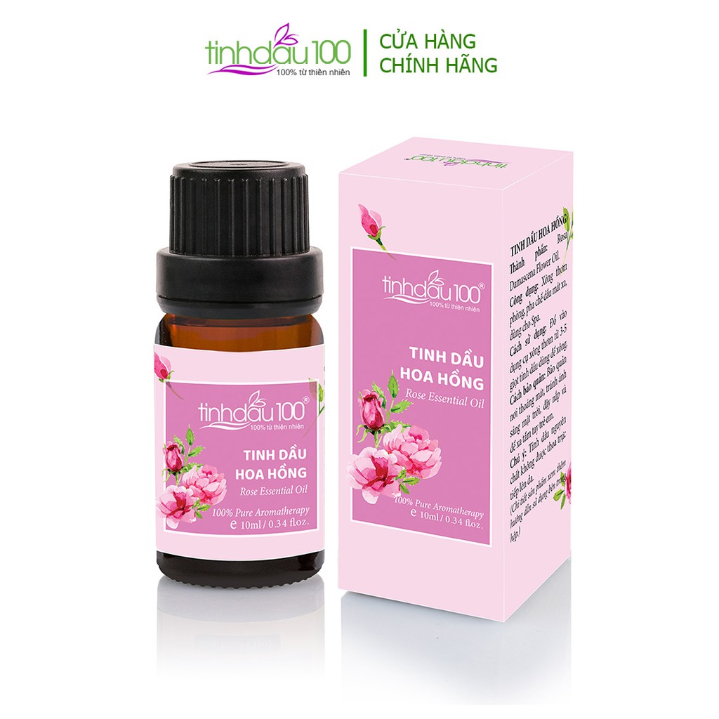 Tinh dầu hoa hồng Tinh Dầu 100 nguyên chất xông phòng ngủ, xông mặt, massage dưỡng da hương thơm quyến rũ 10ml