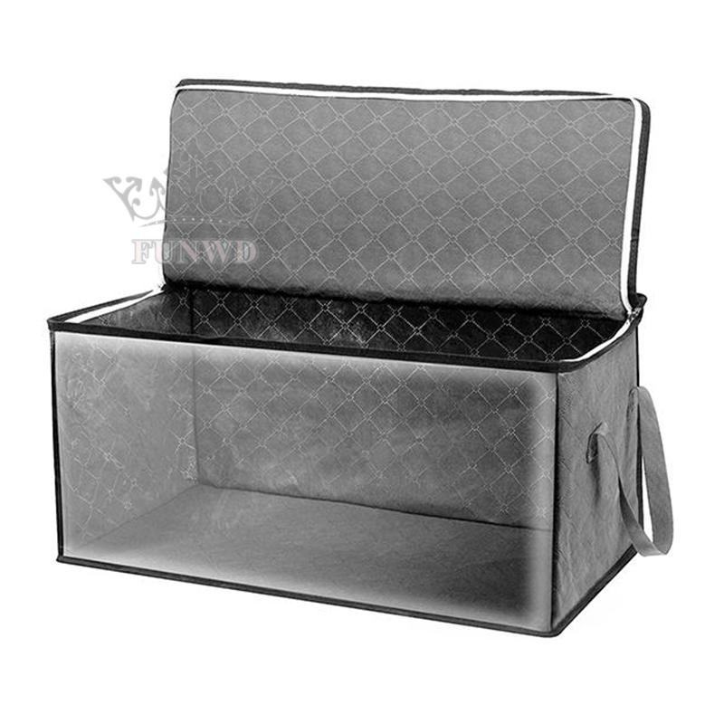 【FUNWD】Non-woven foldable storage bag wardrobe space saving clothes storage box portable portable zipper bag