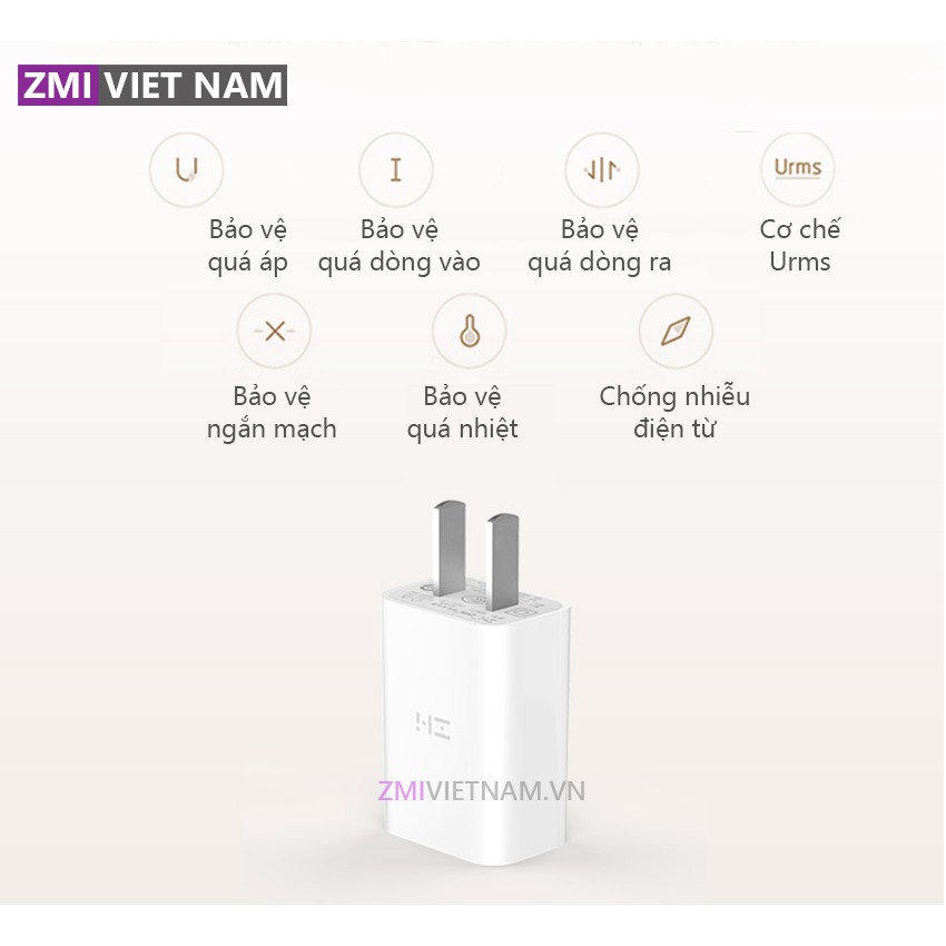 [ ZMI VIỆT NAM ] Củ Sạc ZMI AP611 5V 2A, 1 Cổng USB A | Bảo Hành 18 Tháng