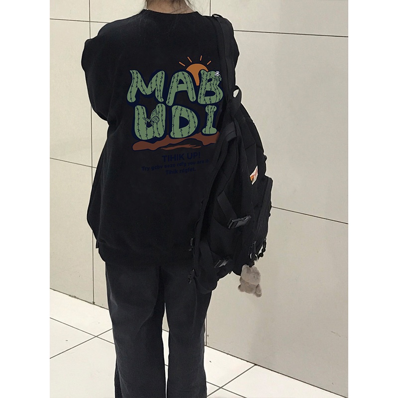 Áo sweater SELVZE cổ tròn in họa tiết thời trang Mỹ cổ điển cho nữ