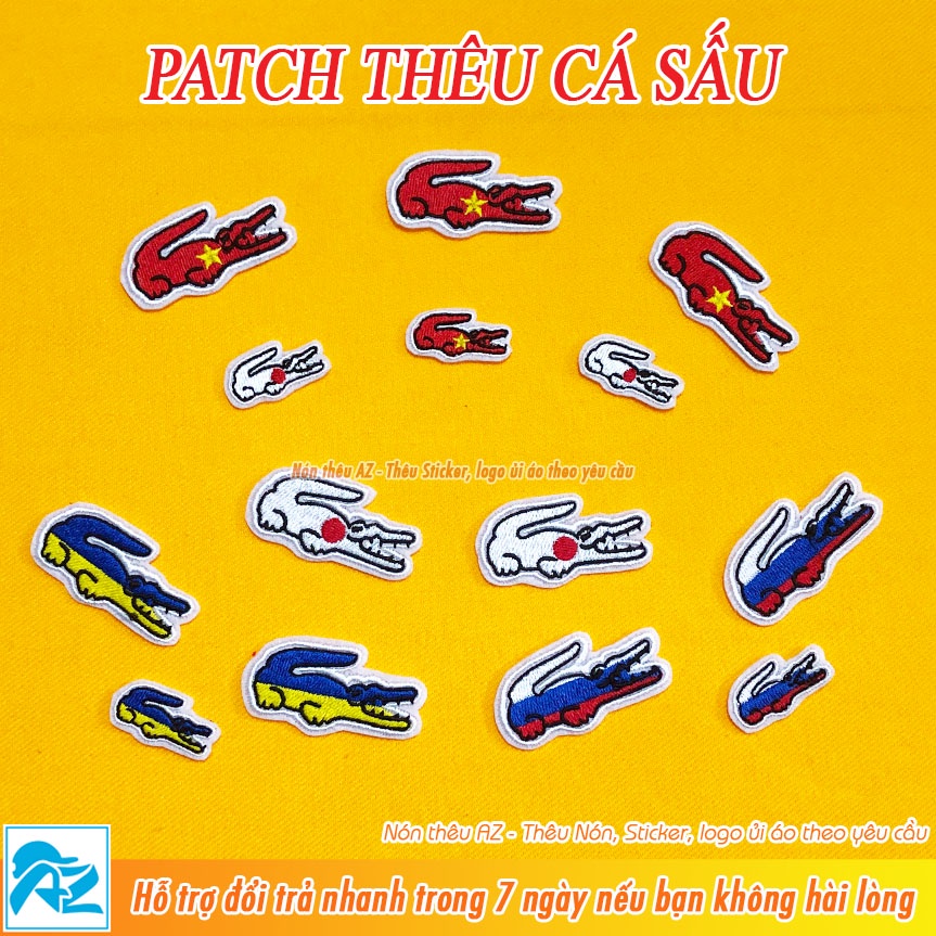 Sticker Patch vải thêu hình logo cá sấu Nga Ukraina Nhật Bản Việt Nam Lacoste S485