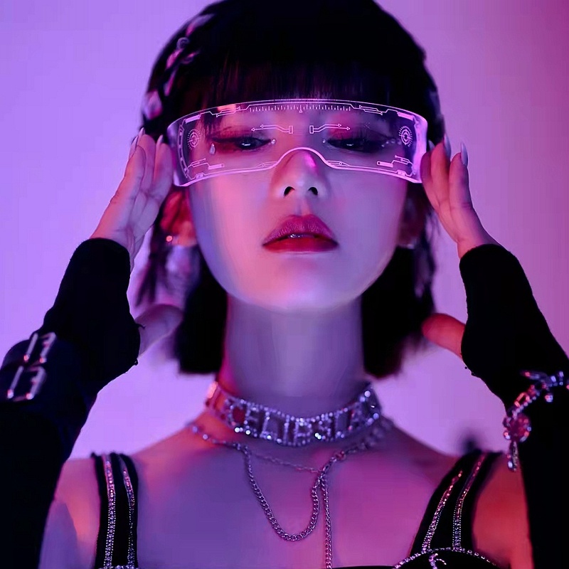 Mắt Kính Dạ Quang Phong Cách Punk hip hop Cá Tính Cho Nam Và Nữ
