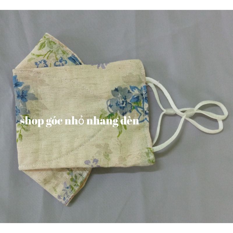 Khẩu trang handmade 3d ôm mũi, 2 lớp linen-cotton , mềm thoáng, thấm hút mồ hôi tốt, có nút điều chỉnh dây đeo