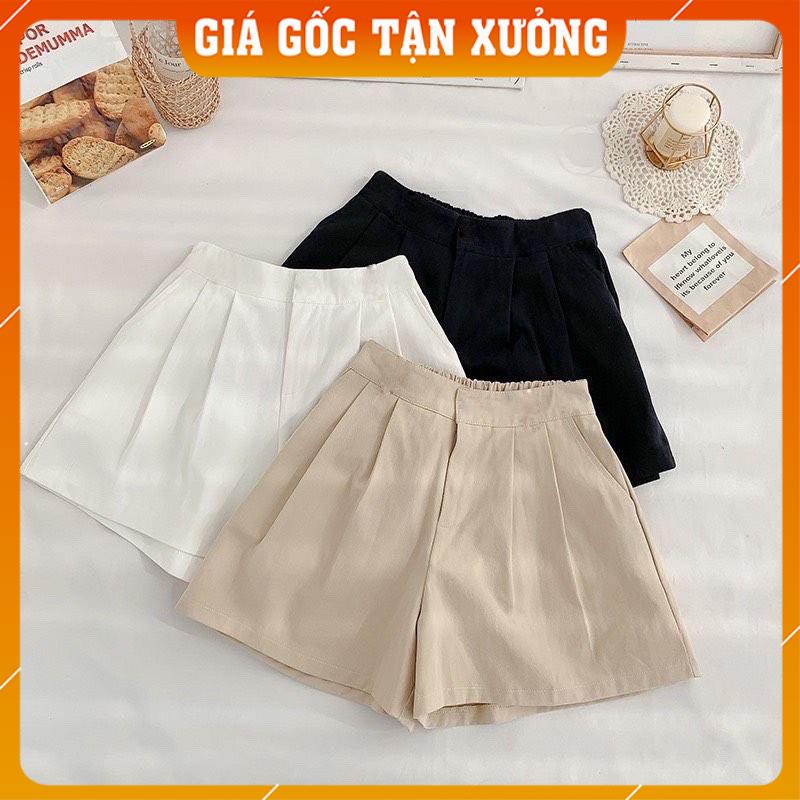 Quần short nữ ống rộng  𝑭𝑹𝑬𝑬𝑺𝑯𝑰𝑷   Quần đùi kaki nữ cạp chun sau dáng xòe 2 ly mặc thoải mái, siêu mát