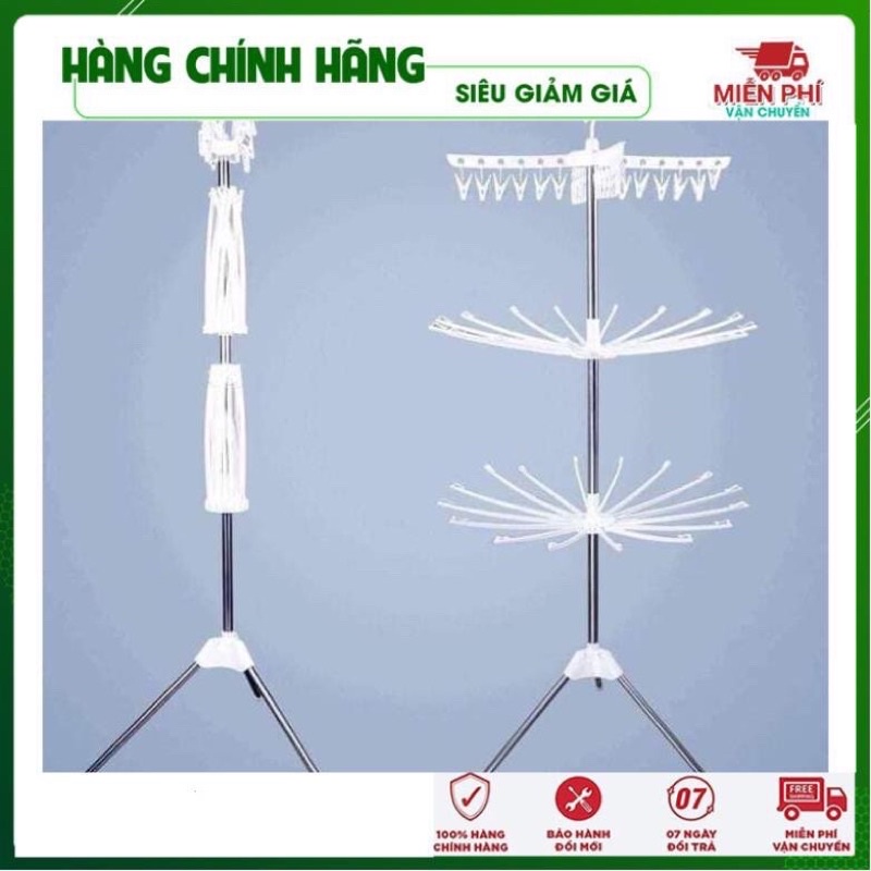 Cây phơi quần áo 3 tầng cho bé khung inox - Cây phơi đồ đa năng dáng tròn