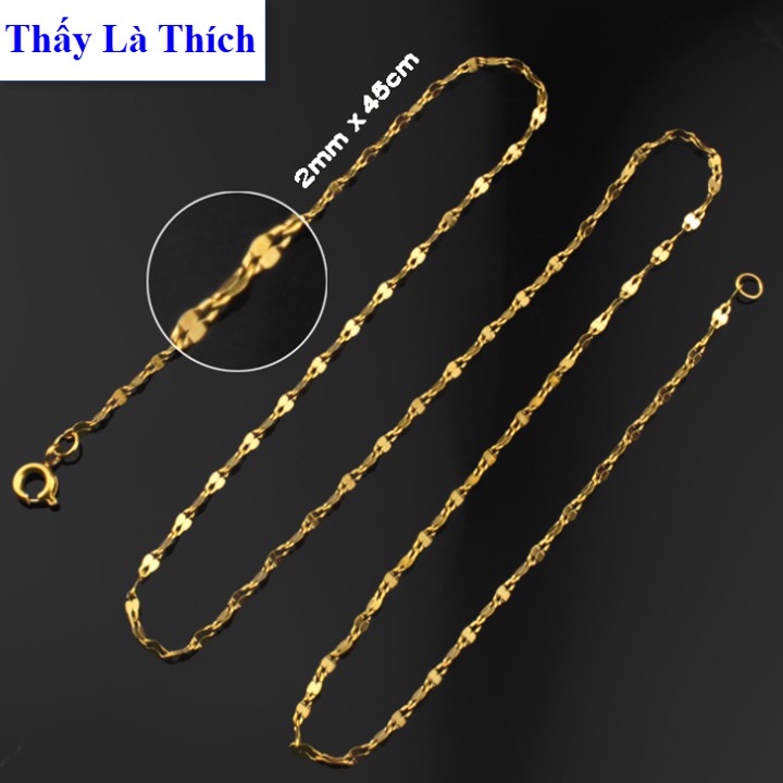 Dây chuyền titan mạ vàng kiểu dây lá me cổ điển xài khóa tròn - Cam kết 1 đổi 1 nếu hoen , gỉ sét