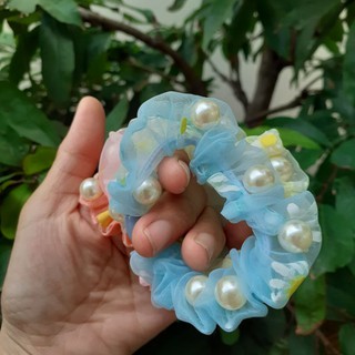 Dây Cột tóc hoa cúc đính hạt siêu sang( được chọn màu)