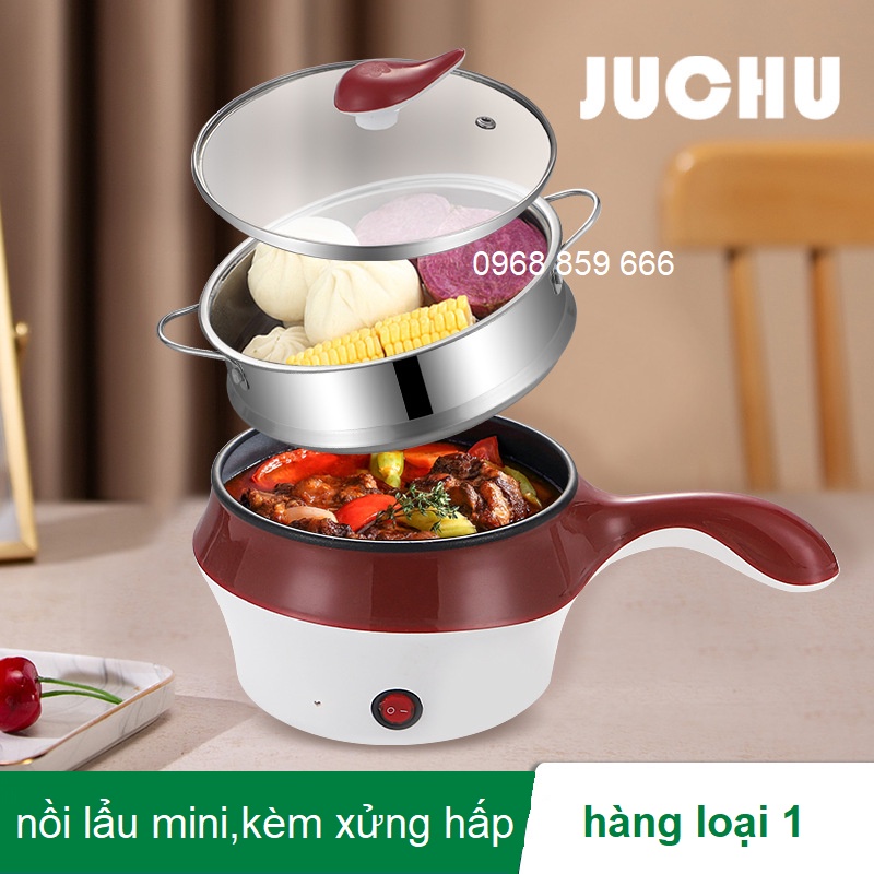 nồi lẩu mini nấu mì - nồi lẩu đa năng 2 tầng kèm hấp 18cm 26cm 28cm