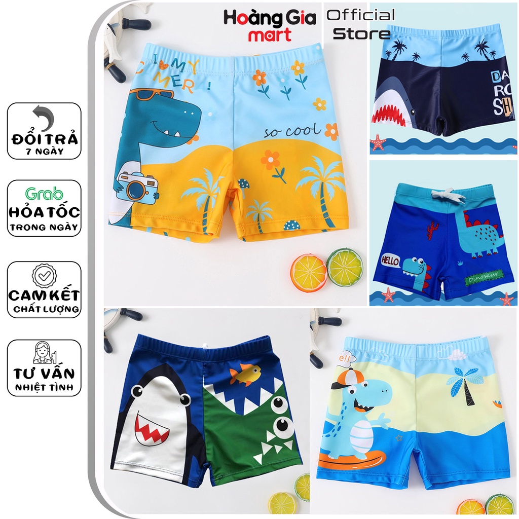Quần bơi trẻ em cho bé trai co giãn 4 chiều thoáng mát họa tiết khủng long mã S15-1