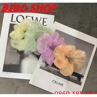 Dây Buộc Tóc Voan Kính Nhiều Màu Kiểu Dáng Hàn Quốc, Cột Tóc Scunchies Vải Lưới Trong Suốt Voan Kính