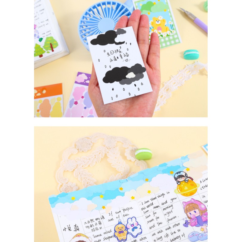 Sticker hình dán hình mây và cây cối pastel trang trí sổ tay kpop journal | BSB276