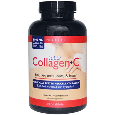 Super Collagen + C 6000mg collagen type 1&3, 250 viên chống lão hóa, giảm thiểu nếp nhăn