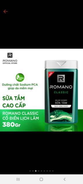 ROMANO_ SỮA TẮM 380G ĐỦ LOẠI